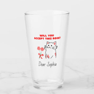 Adorable Cat&Rose Glass