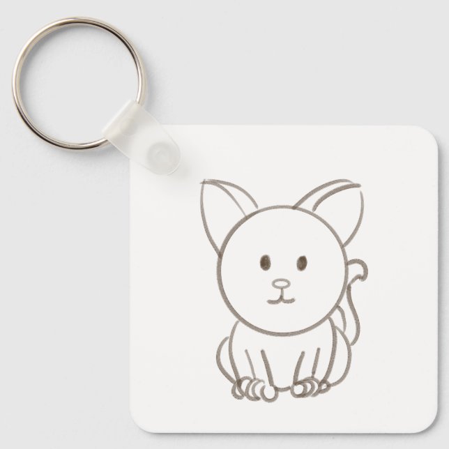 Adorable cat sketch keychain (Front)