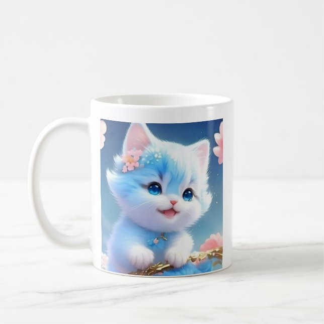 Adorable Cat-Themed Ceramic Mug - Perfect for Cat  (Left)