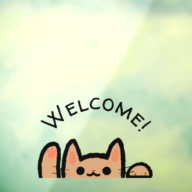 Adorable Cat Waving Welcome Window Cling (Sheet 3)
