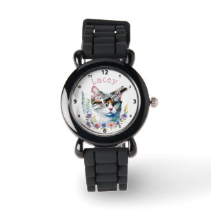 Adorable Cat Wearing Glasses Personalized Watch