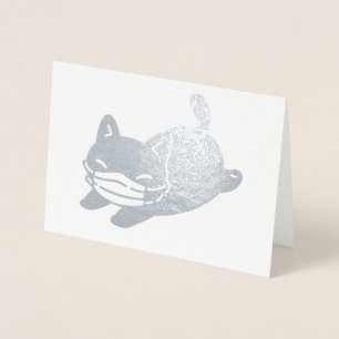ADORABLE CAT WITH FACE MASK Foil Card