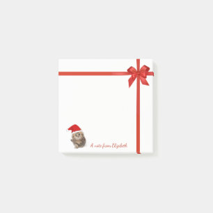 Adorable Cat With Santa Hat,Red Bow-Personalized Post-it Notes