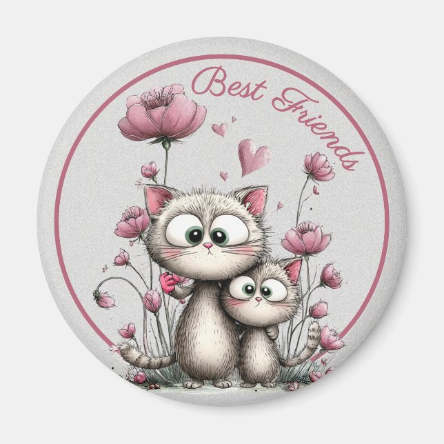 Adorable Cats Best Friends Magnet (Devant)