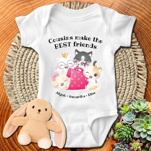 Adorable Cats Cousins Make the Best Friends Custom Baby Bodysuit