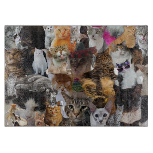 Adorable Cats Galore Glass Cutting Board