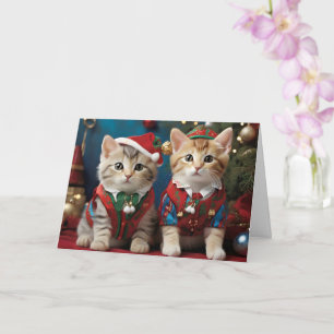 Adorable Cats in Santa Hats Festive Card