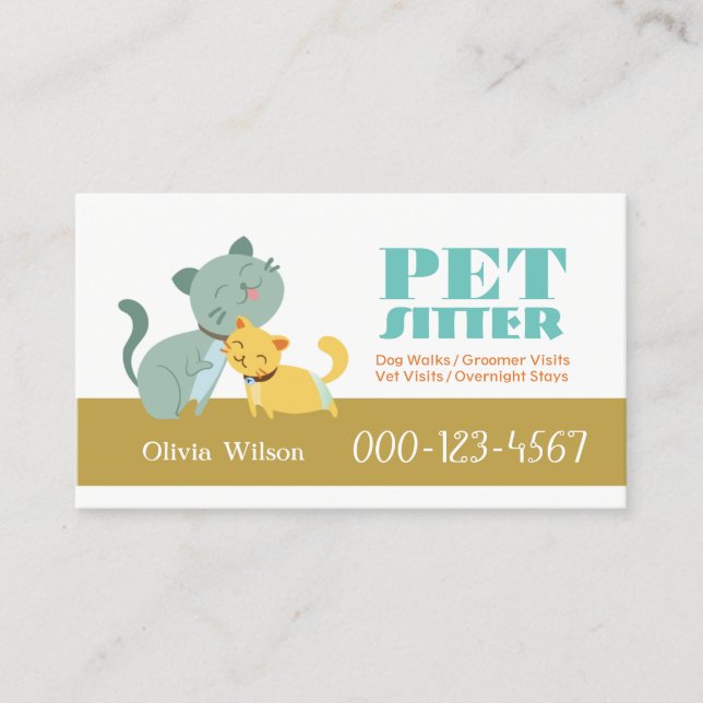 Adorable Cats Loyalty Rewards Pet Sitting Service Card (Front)