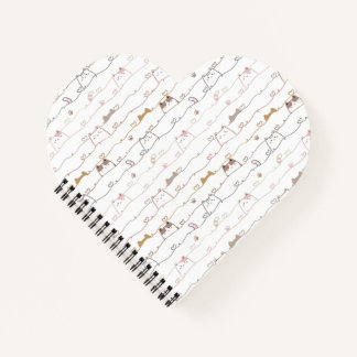 Adorable Cats Peeking Over Hearts Notebook