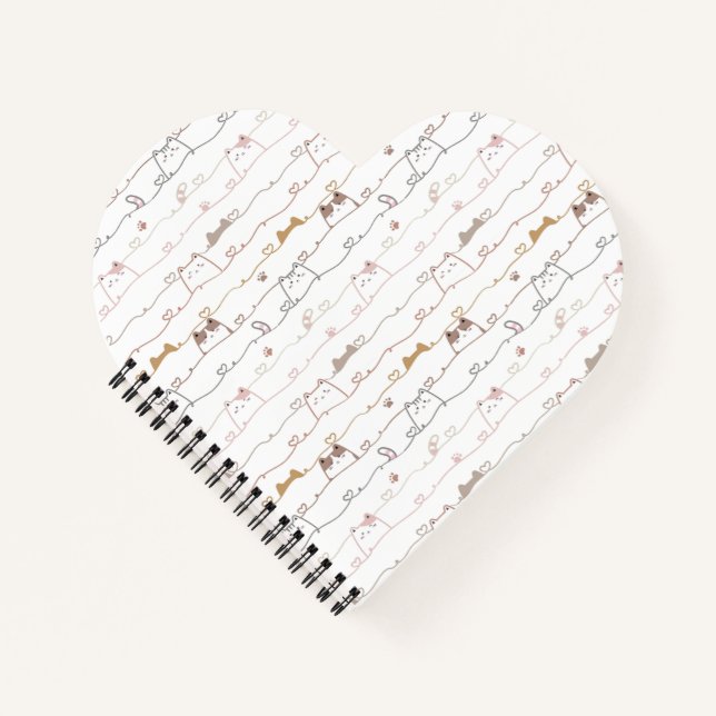 Adorable Cats Peeking Over Hearts  Notebook (Front)