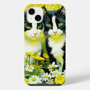 Adorable Cats sitting in a field of Daisies iPhone 14 Plus Case