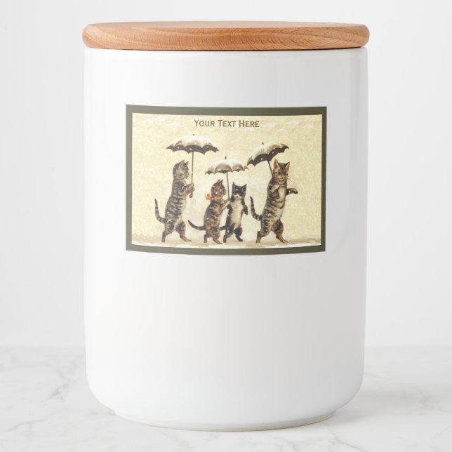 Adorable Cats With Kittens in Snow Umbrellas Food Label (Front)