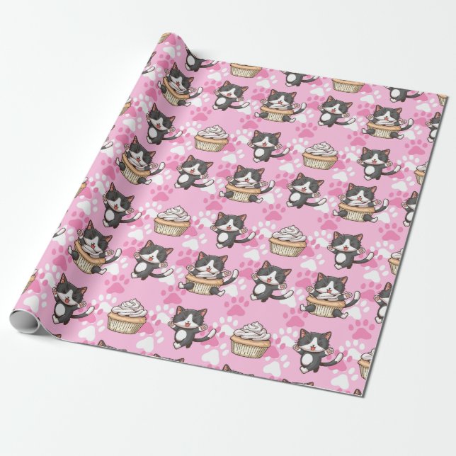 Adorable Cats Wrapping Paper (Unrolled)