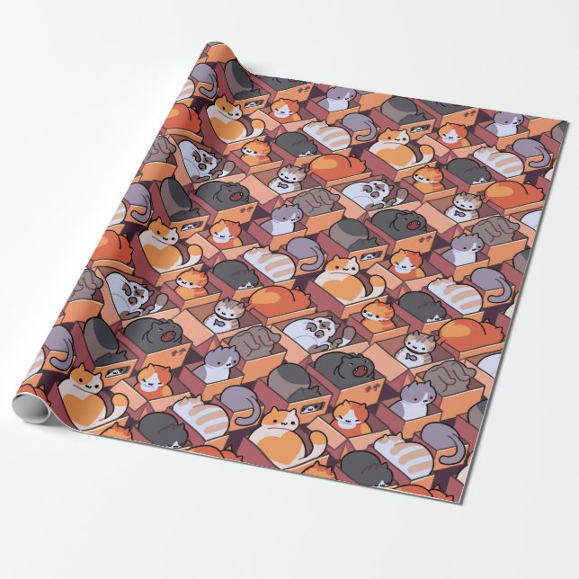Adorable Cats Wrapping Paper (Unrolled)
