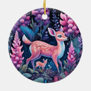 Adorable Cerf Aux Fleurs Ornement