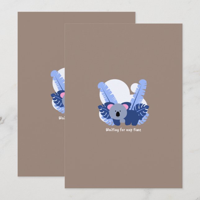 Adorable Character Animal Character Koala Art Invitation (Front/Back)