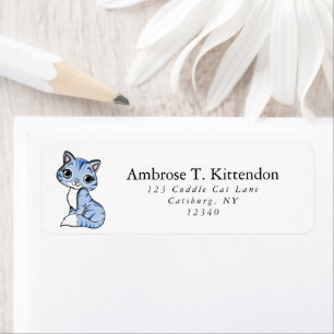 Adorable Chat caricature Kawaii Gris et Blanc