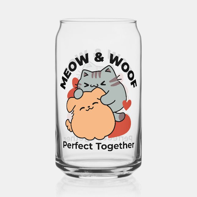 Adorable chat et chien Hug - Meow & Woof Design (Recto)
