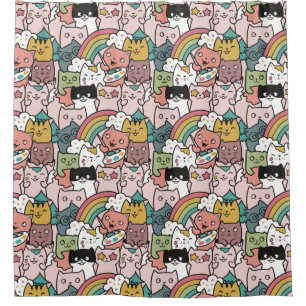 Adorable Chat Motif rideau de douche