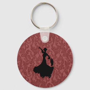 Adorable cheerful damask flamenco dancer keychain