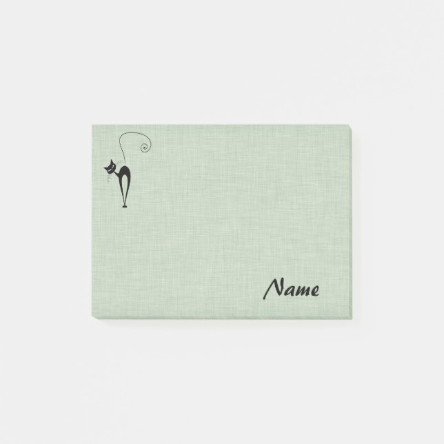 Adorable cheerful funny whimsical black cat post-it notes (Front)