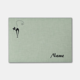 Adorable cheerful funny whimsical black cat post-it notes