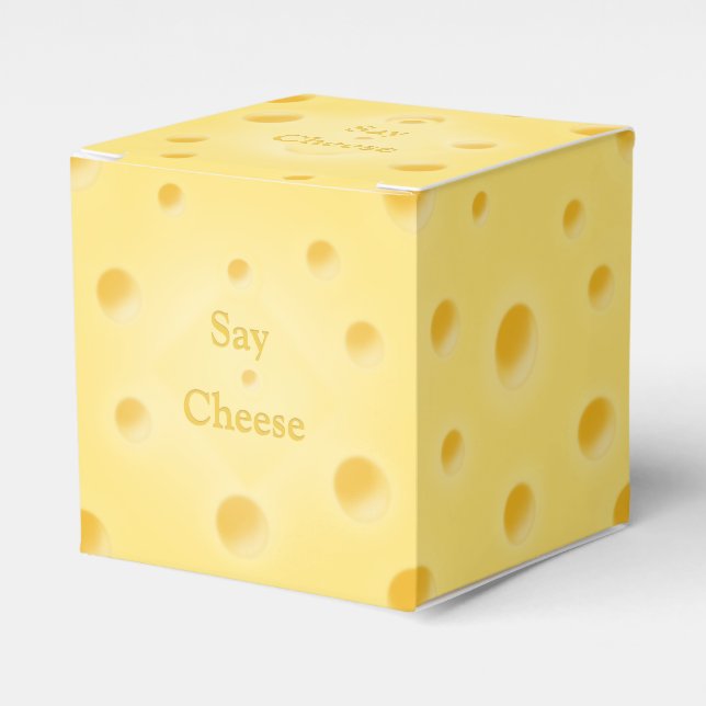 Adorable Cheese Cube Charming Custom Cheesy Favor Box (Front Side)
