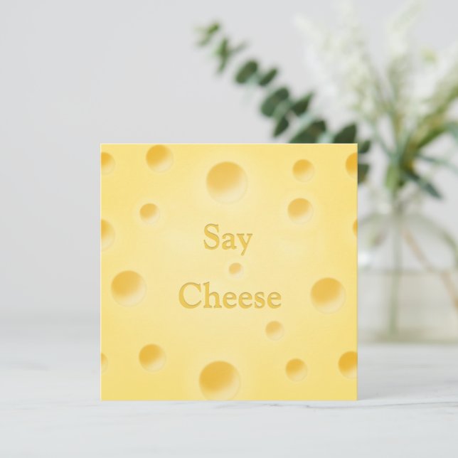 Adorable Cheese Slice Charming Pale Yellow Custom Card (Standing Front)