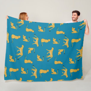 Adorable Cheetah tiger pattern blue fleece blanket