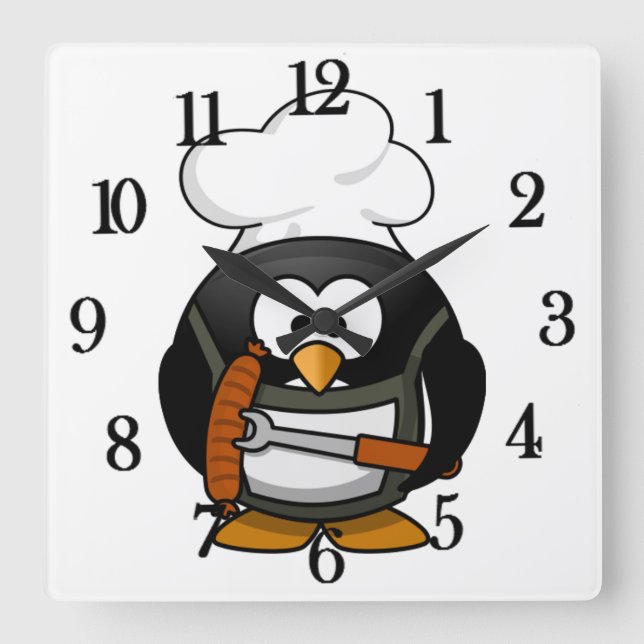 Adorable Chef Penguin (Personnalisable) - Horloge  (Recto)