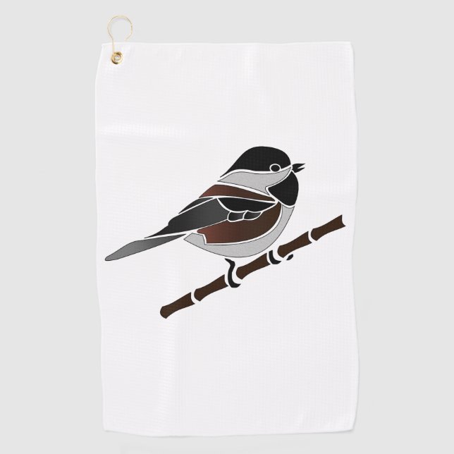 Adorable Chestnut Backed Chickadee Bird Golf Towel (Front)