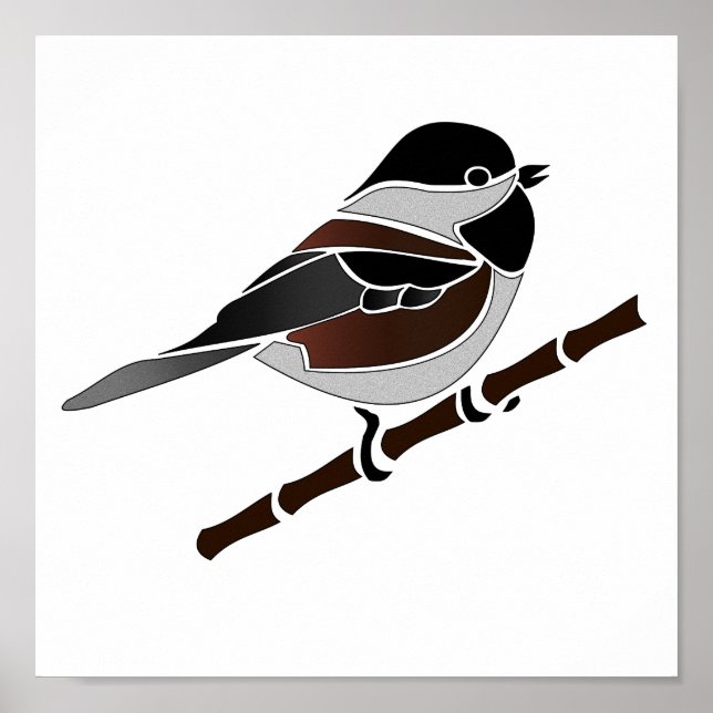 Adorable Chestnut Backed Chickadee Bird Poster (Front)