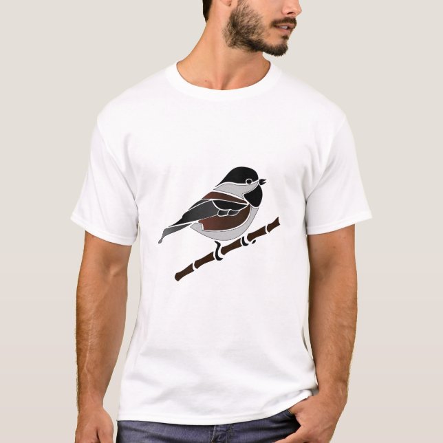 Adorable Chestnut Backed Chickadee Bird T-Shirt (Front)