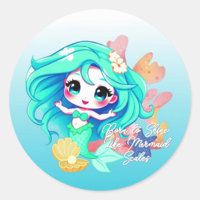 Adorable Chibi Mermaid Sticker (Front)