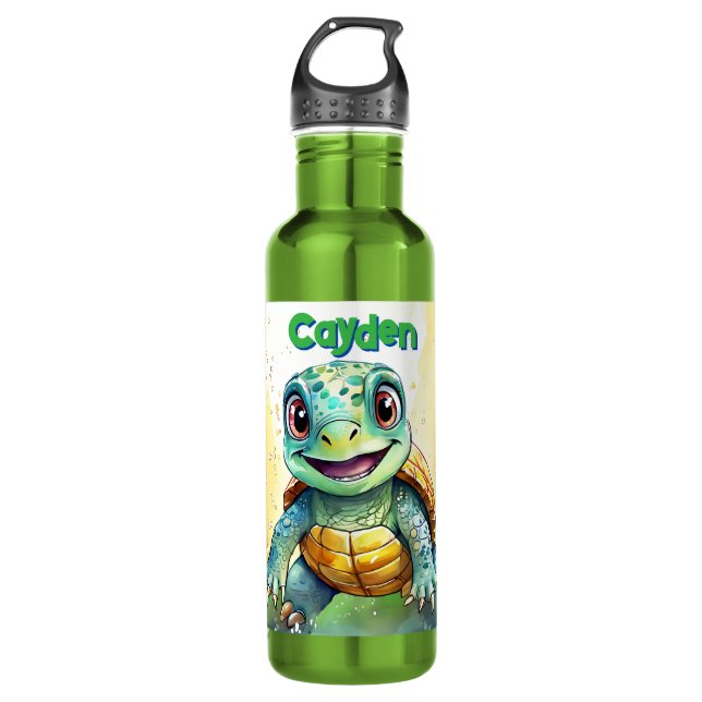 Adorable Chibi Sea Turtle Personalized 710 Ml Water Bottle (Front)