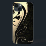 Adorable  Chic Gold, Black Paisley -Personalized iPhone 13 Case<br><div class="desc">Adorable elegant  gold and black paisley with your name</div>