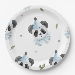 Adorable Chic Panda Bear Rustic Paper Plates