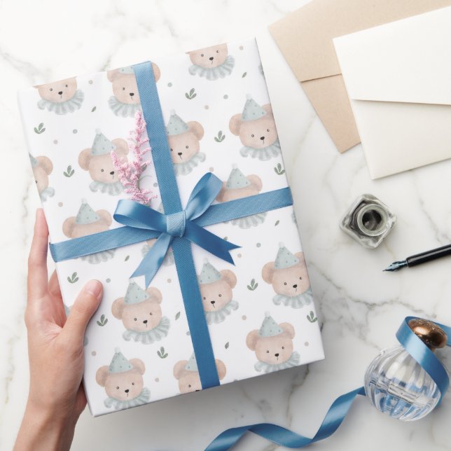 Adorable Chic Teddy Bear Birthday Wrapping Paper (Gifting)