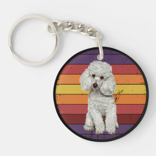 Adorable chien de caniche blanc Retro Sunset