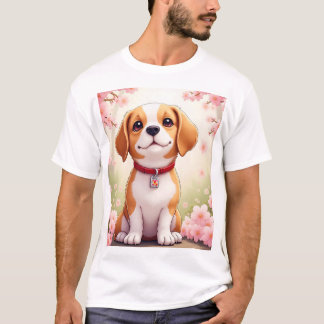 Adorable chien et fleurs T-shirt