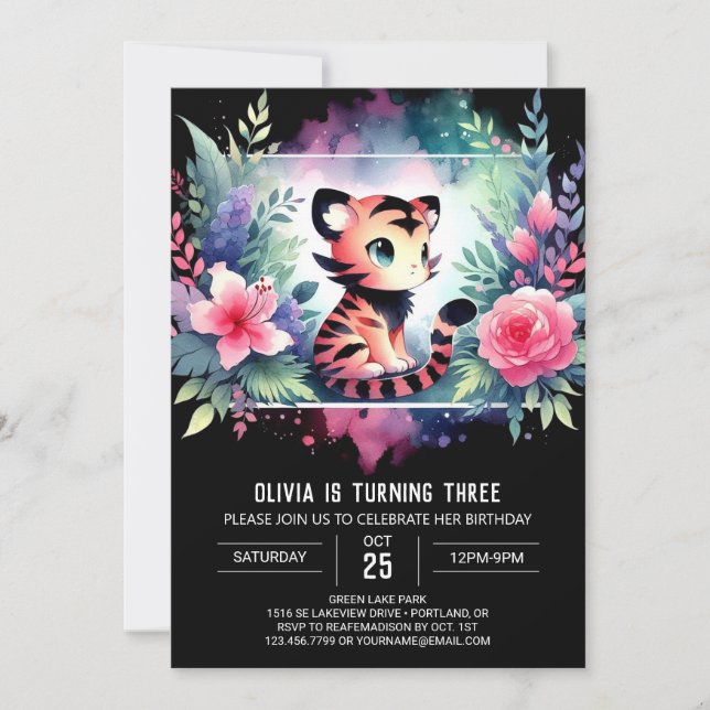 Adorable Children Tiger Birthday  Invitation (Front)