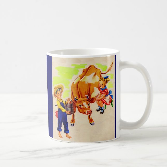 adorable children with adorable cow coffee mug (Right)