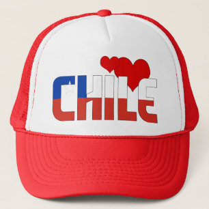 Adorable Chile Flag Hearts Patriotic Trucker Hat