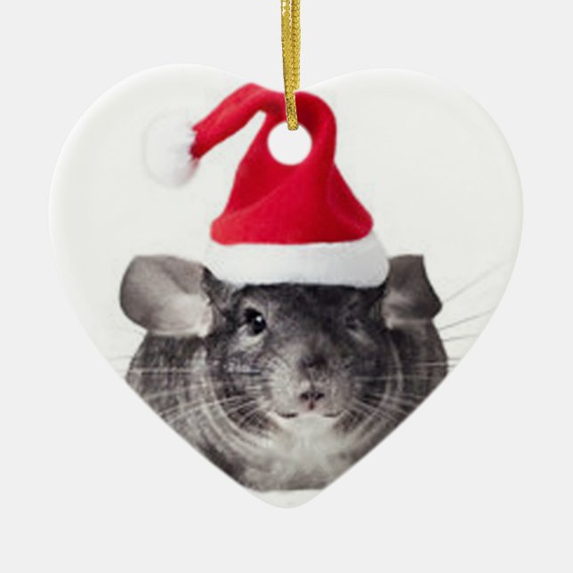 Adorable Chinchilla Santa Model Ceramic Ornament (Front)