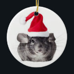 Adorable Chinchilla Santa Model Ceramic Ornament<br><div class="desc">chinchilla grey grey cute adorable santa christmas holiday snow winter funny photo lover gift birthday</div>