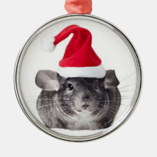 Adorable Chinchilla Santa Model Metal Ornament