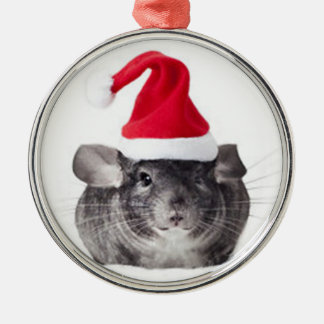 Adorable Chinchilla Santa Model Metal Ornament