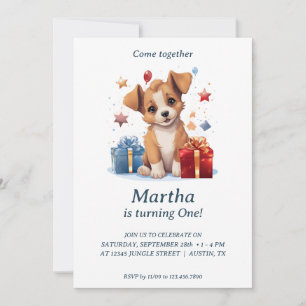Adorable Chiot Paws : Invitation de fête d'anniver