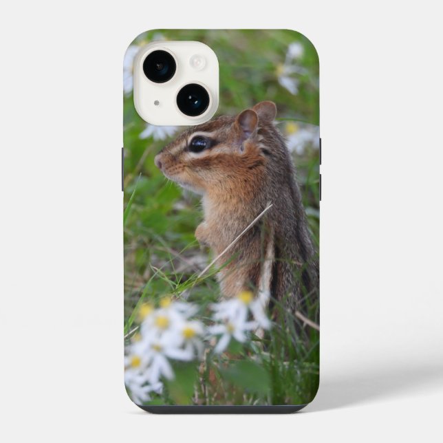 Adorable Chipmunk in flowers  iPhone Case (Back)
