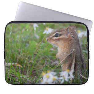 Adorable Chipmunk in flowers Laptop Sleeve